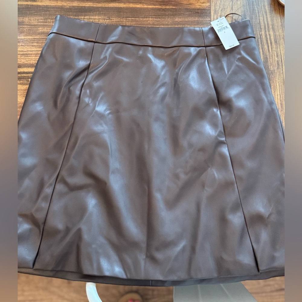 Banana Republic Faux Leather Chocolate Brown Midi Skirt